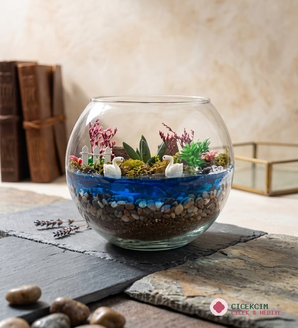 Cam Fanusta Haworthia Bitkili Tasarım Teraryum